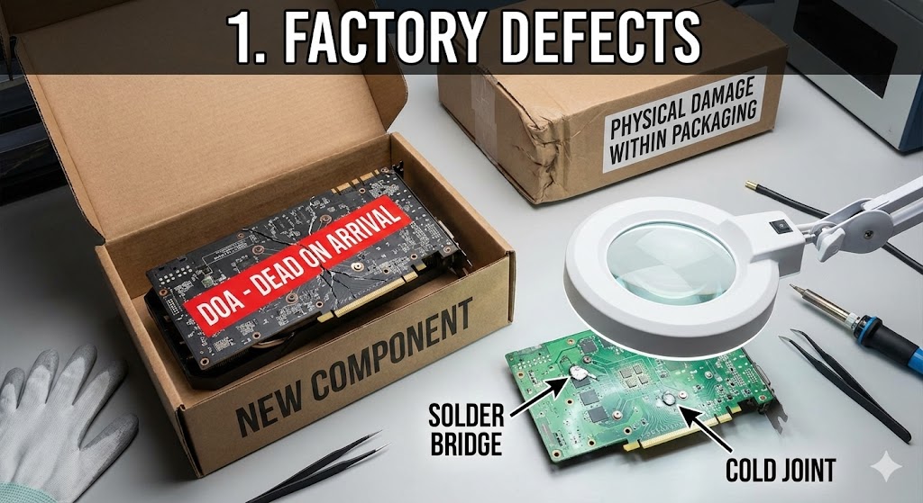 Factory Defects: DOA and Solder Bridges
